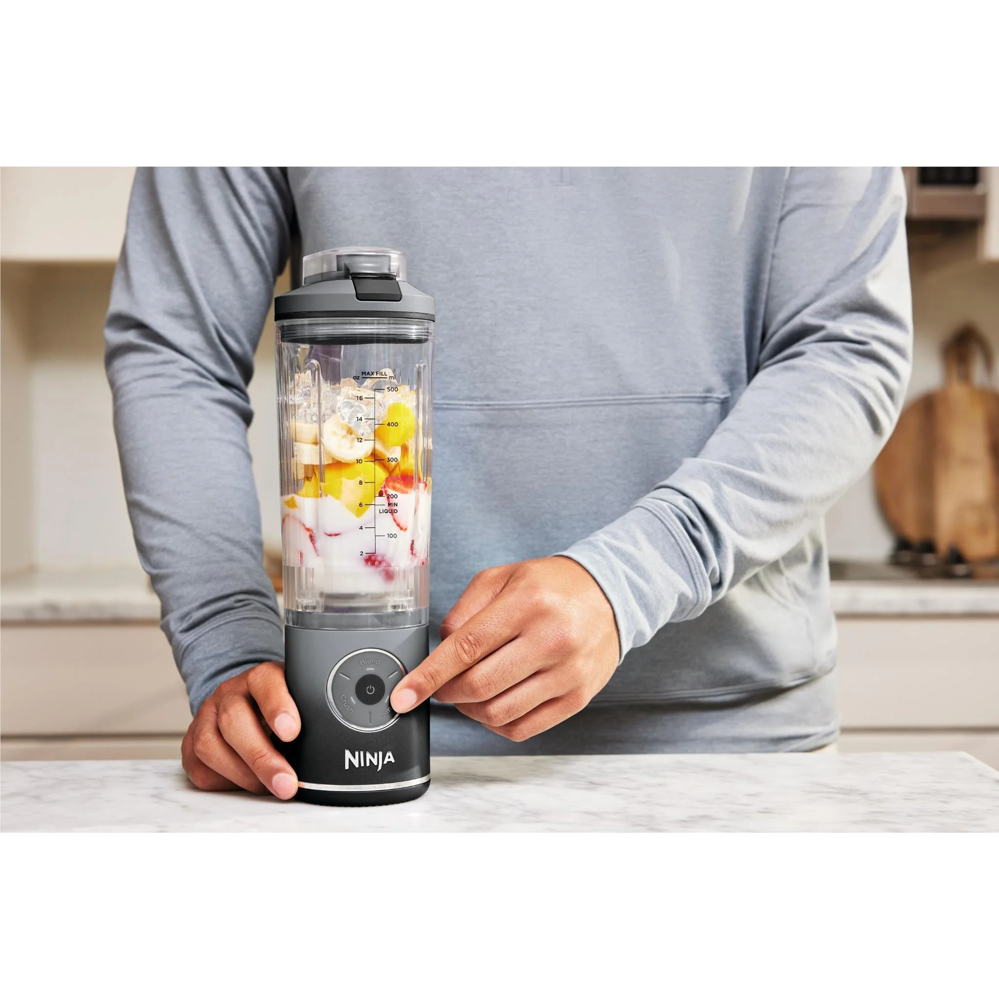 Ninja Blast Max Portable Blender – Cool Grey, 22 oz Twist & Go
