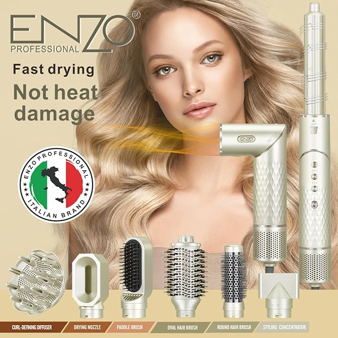 ENZO EN-755 V8 7-in-1 Hair Styler – Hair Dryer, Volumizer & Curler Set