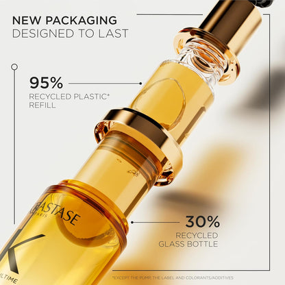 Kérastase Elixir Ultime, L'Huile Originale Refillable Hair Oil | Versatile Leave-In Oil to Smooth Frizz & Add Shine |Camellia, Marula and Argan Oils | For All Hair Types | 75ml