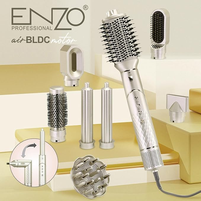 ENZO EN-755 V8 7-in-1 Hair Styler – Hair Dryer, Volumizer & Curler Set