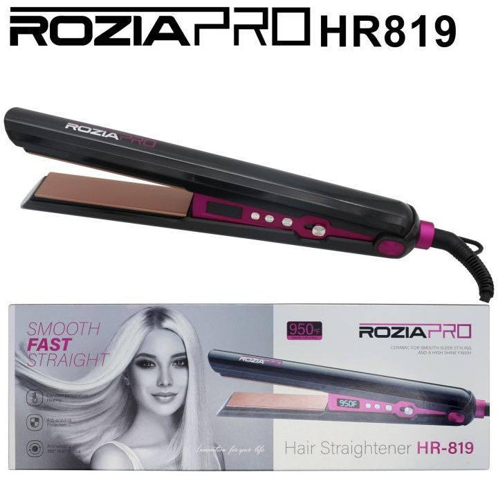 Rozia Pro Ceramic Hair Straightener HR-819 – LCD Temperature Control Flat Iron