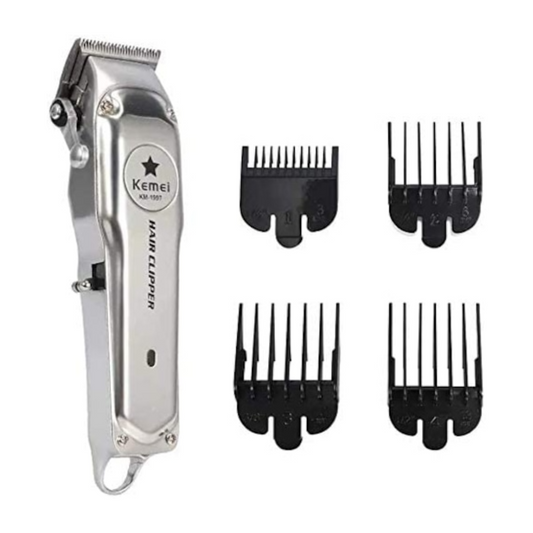 Kemei KM-1997 Professional Cordless Hair Clipper – All-Metal Body with Adjustable Blade & LED Display