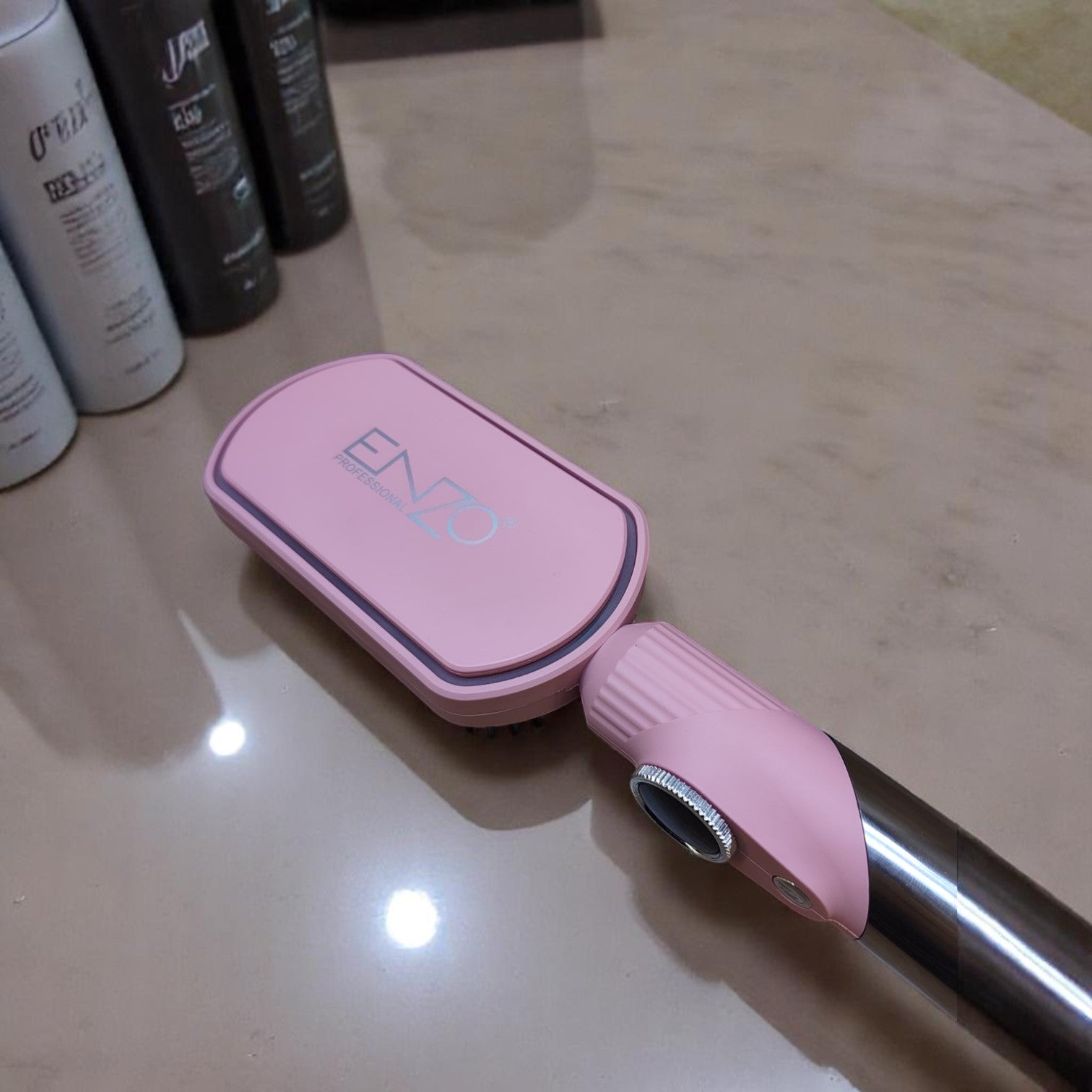 ENZO EN-4002 Pink Keratin Hair Straightener Brush – Ionic Hot Air Comb with Adjustable Temperature and Anti-Scald Design ENZO Professional