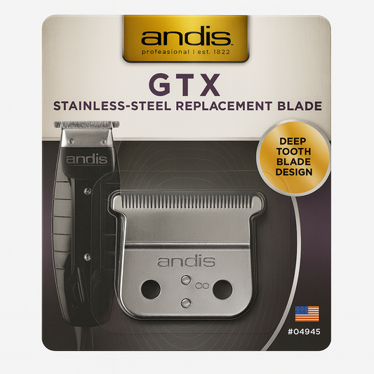 Andis – 04945, Stainless-Steel GTX Deep-Tooth T-Outliner Replacement Blade – for Andis Model GTO, GO, SL, & SLS Trimmers - Close & Sharp Cutting, Zero Gapped, Dependable & Long-Life Blade - Silver