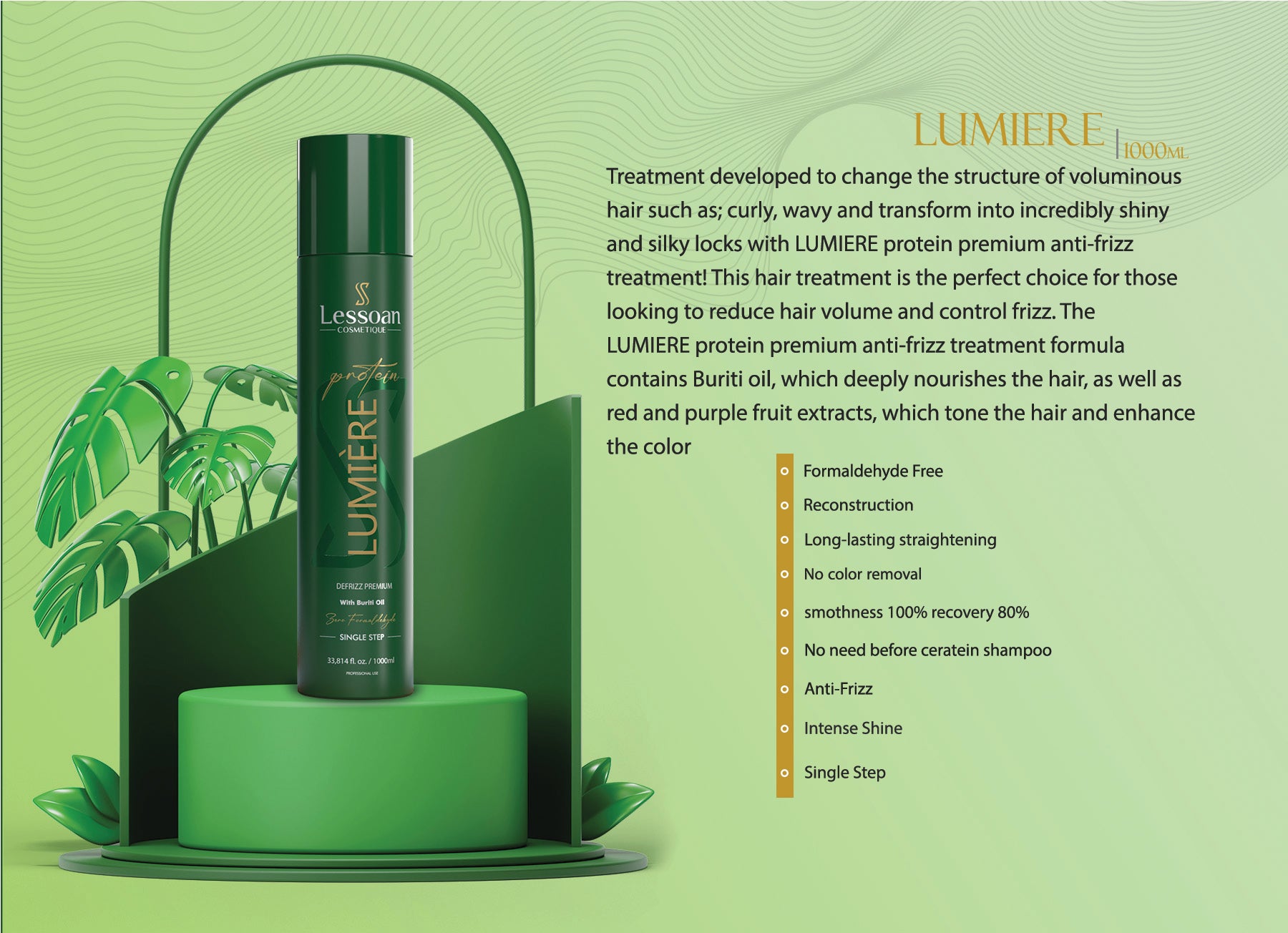 Lessoan Cosmetique Lumiere Hair Care Protein – Restores and revitalizes damaged hair.