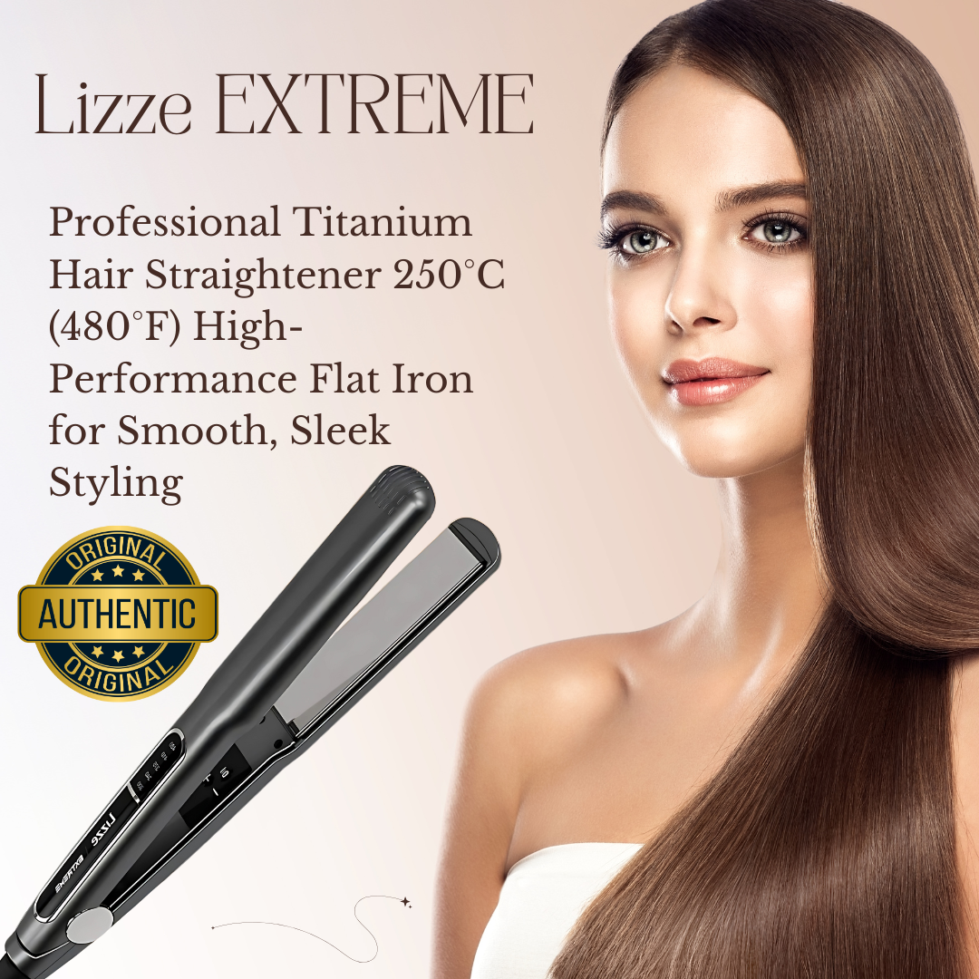 Lizze EXTREME Professional Titanium Hair Straightener 250°C (480°F) High-Performance Flat Iron for Smooth, Sleek Styling Lizze