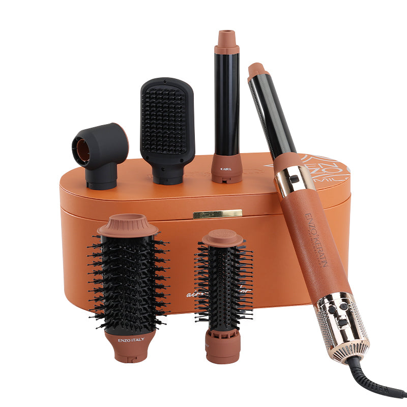 ENZO B1-2 6-in-1  Professional Hot Air Multi-Styler Brush - BLDC Motor – 1500W Ionic Hair Dryer, Curler, Straightener, and Comb