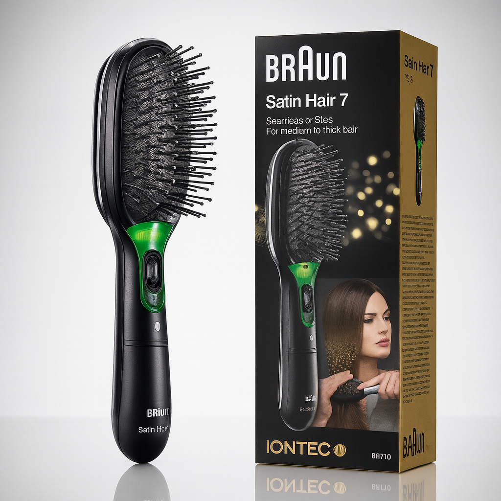 Braun BR710 Satin Hair Brush with IONTEC Technology – Battery Powered