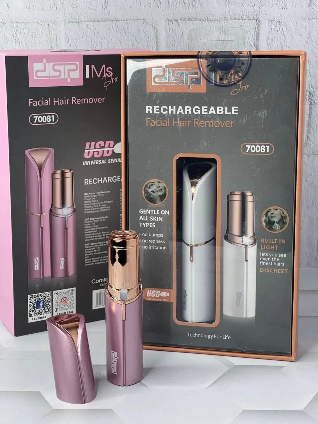 DSP 70081 Rechargeable Facial Hair Remover – Portable Electric Epilator for Women