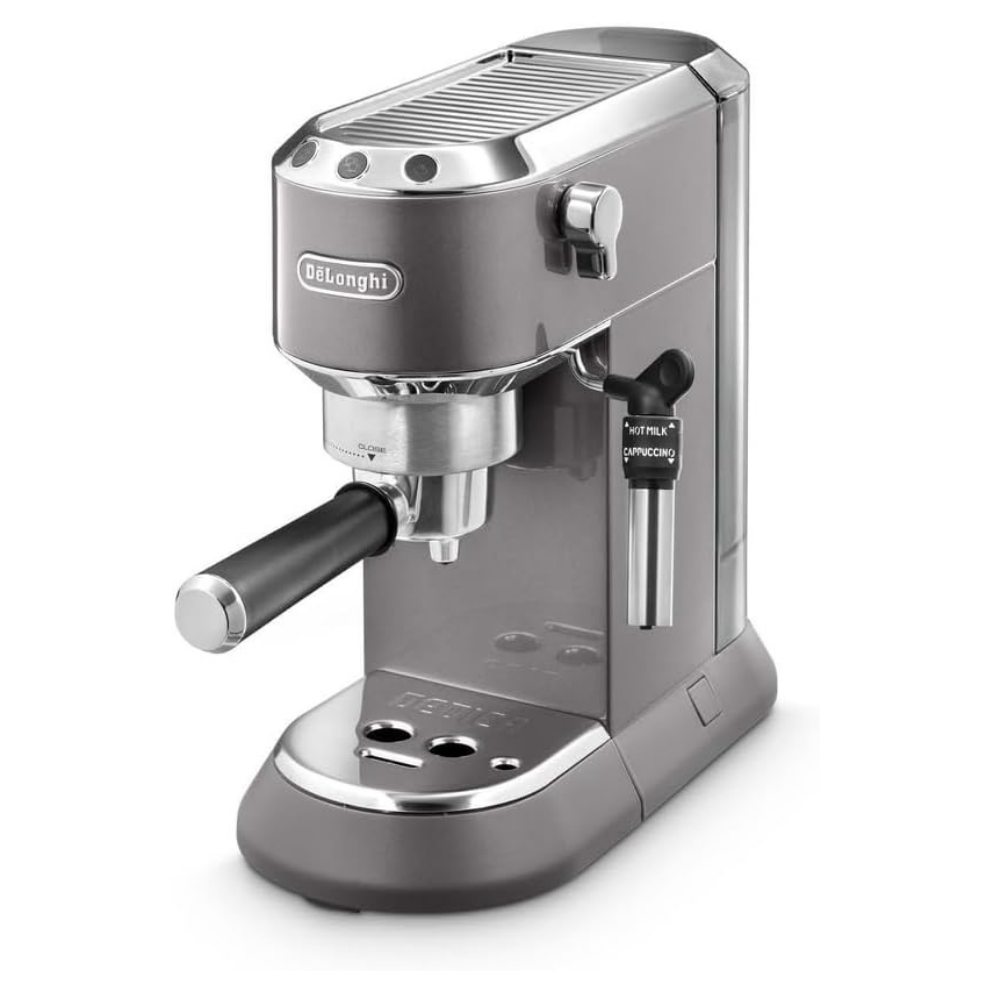 De'Longhi Dedica Arte Espresso Machine - MyLatteArt Milk Foam Nozzle, Precision Steam Wand, Steel Tamper Included, Grey - Create Perfect Espresso, Cappuccinos, and Latte Art at Home - EC885.GY