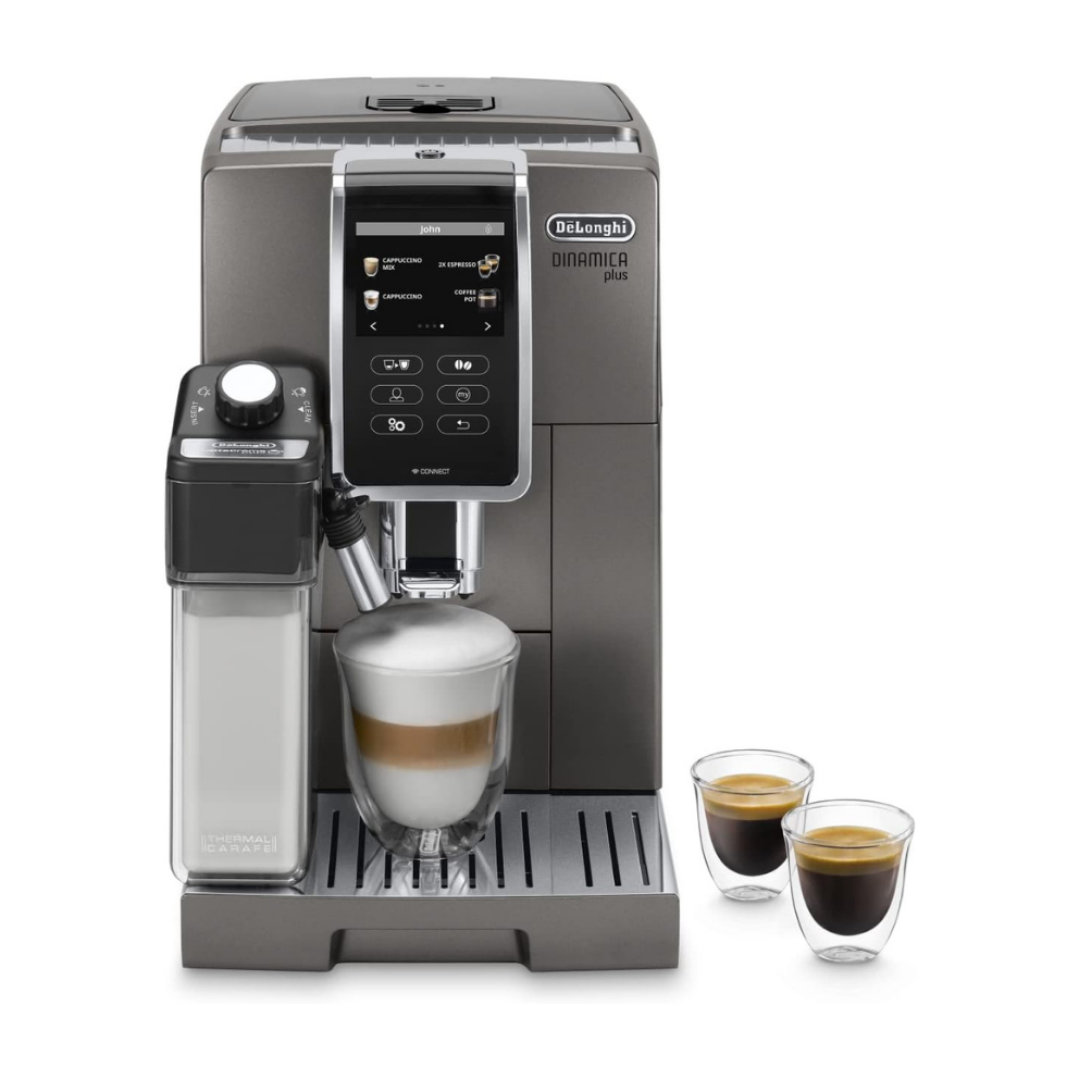 De'Longhi Fully Automatic Coffee Machine DINAMICA PLUS Bean to Cup Espresso, 18+ Pre-Set One Touch Recipes for Americano, Cappuccino, Latte, Macchiato & More (Made in Europe)