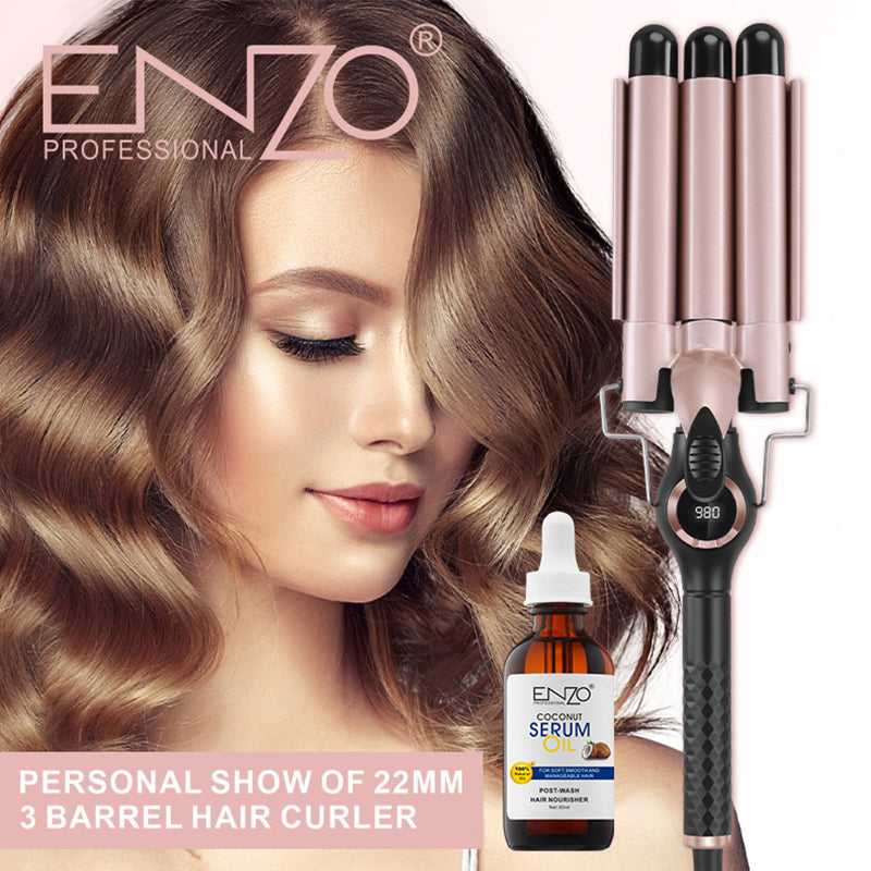ENZO EN-1968 Professional Triple Barrel Deep Waver Curling Iron