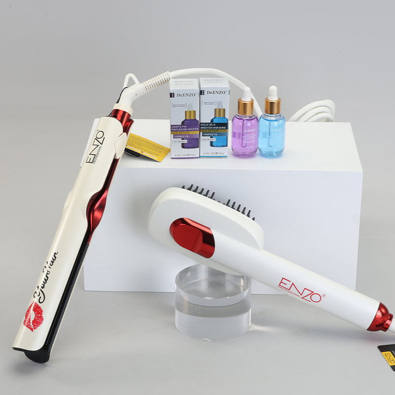 Enzo Professional EN-3846 Titanium Flat Iron – High Heat Straightening Brush