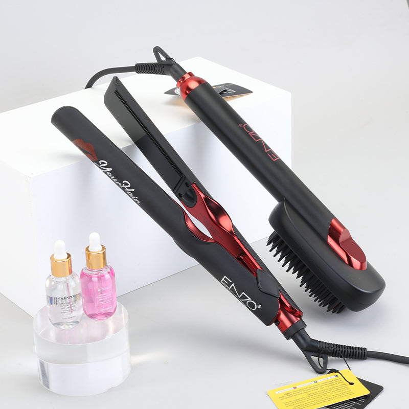 Enzo Professional EN-3846 Titanium Flat Iron – High Heat Straightening Brush