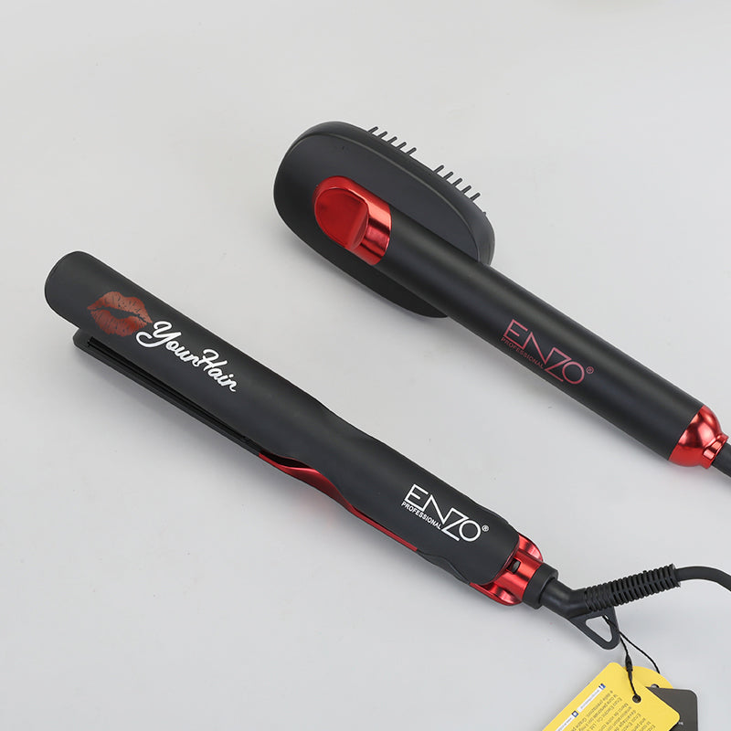 Enzo Professional EN-3846 Titanium Flat Iron – High Heat Straightening Brush