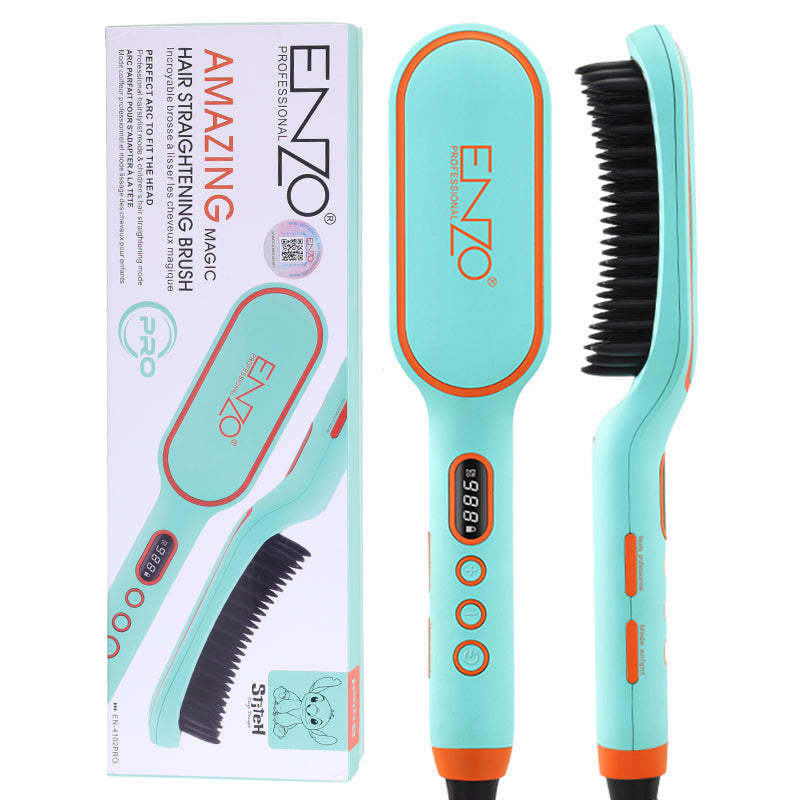 ENZO EN-4102 PRO NEW Model Professional Hair Straightening Comb – Rapid Heating, Adjustable Temperature, Ceramic Coating for Effortless Styling