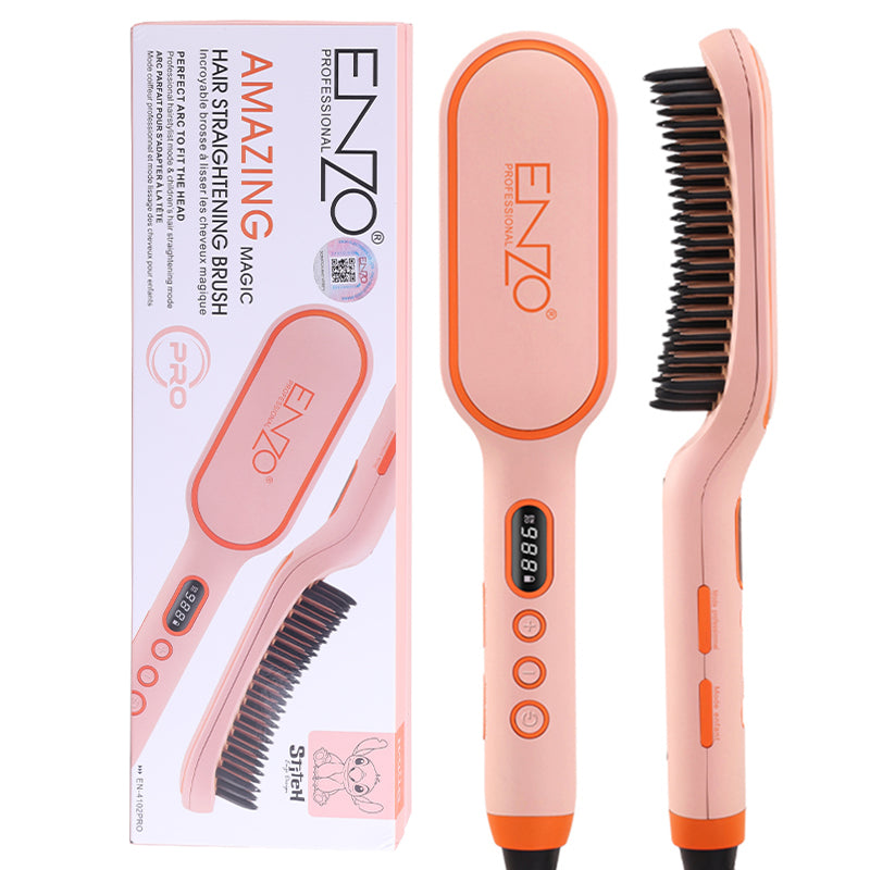 ENZO EN-4102 PRO NEW Model Professional Hair Straightening Comb – Rapid Heating, Adjustable Temperature, Ceramic Coating for Effortless Styling