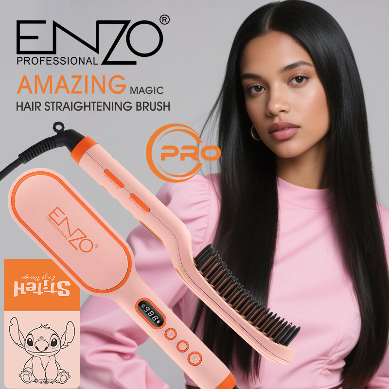 ENZO EN-4102 PRO NEW Model Professional Hair Straightening Comb – Rapid Heating, Adjustable Temperature, Ceramic Coating for Effortless Styling