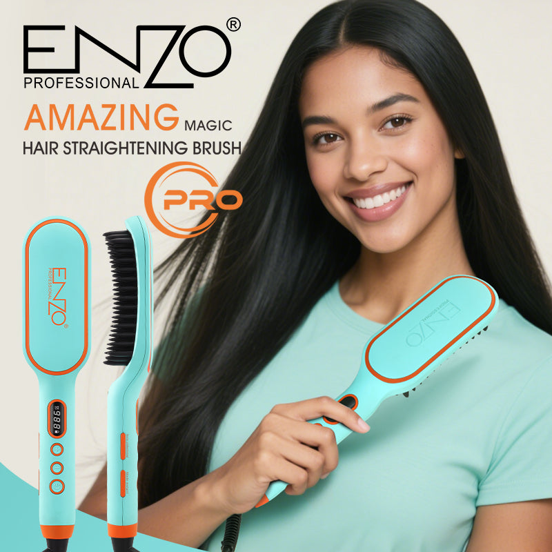 ENZO EN-4102 PRO NEW Model Professional Hair Straightening Comb – Rapid Heating, Adjustable Temperature, Ceramic Coating for Effortless Styling