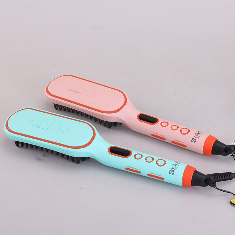ENZO EN-4102 PRO NEW Model Professional Hair Straightening Comb – Rapid Heating, Adjustable Temperature, Ceramic Coating for Effortless Styling