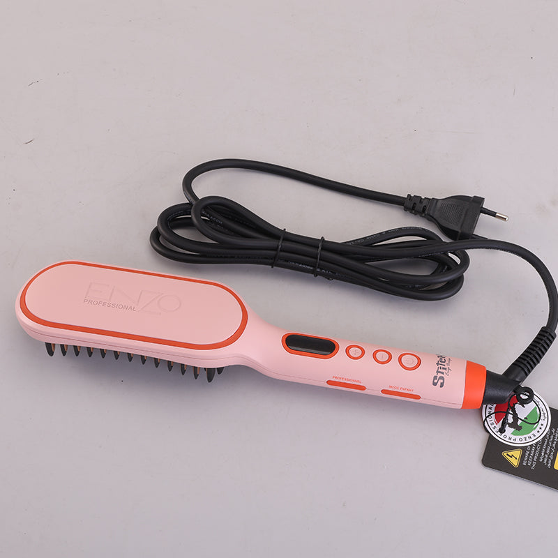 ENZO EN-4102 PRO NEW Model Professional Hair Straightening Comb – Rapid Heating, Adjustable Temperature, Ceramic Coating for Effortless Styling