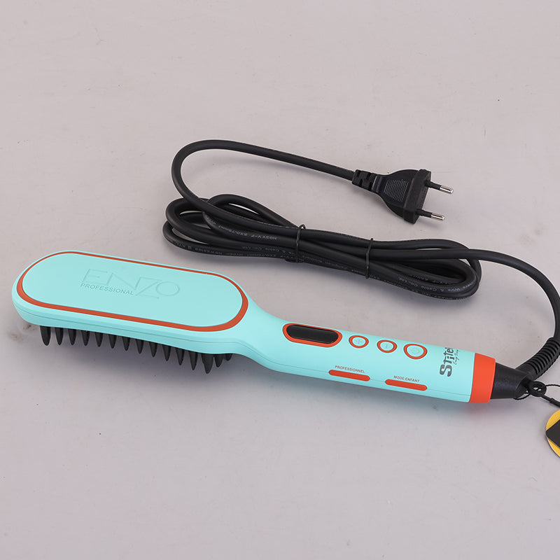 ENZO EN-4102 PRO NEW Model Professional Hair Straightening Comb – Rapid Heating, Adjustable Temperature, Ceramic Coating for Effortless Styling