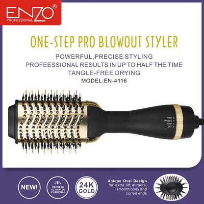 Enzo EN-4116 Electric Hair Straightening Brush – 24K Gold design for sleek, frizz-free styling