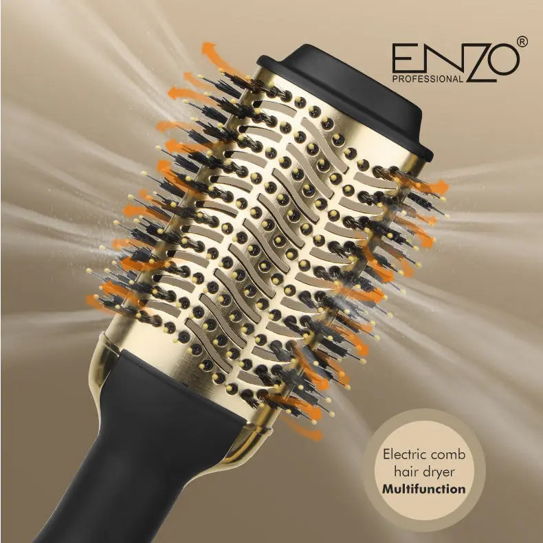 Enzo EN-4116 Electric Hair Straightening Brush – 24K Gold design for sleek, frizz-free styling