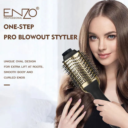 Enzo EN-4116 Electric Hair Straightening Brush – 24K Gold design for sleek, frizz-free styling