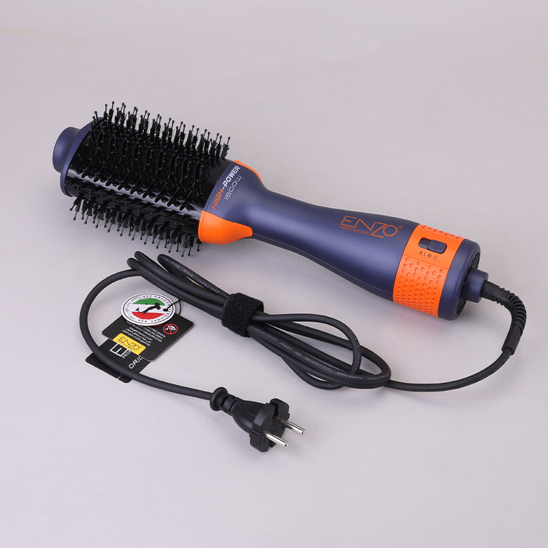 ENZO EN-4134 3-in-1 Electric Hair Styling Comb – Italian Brand | Negative Ion Technology | Fast Drying, Curling, Straightening & Volumizing - Intl Version - Purple