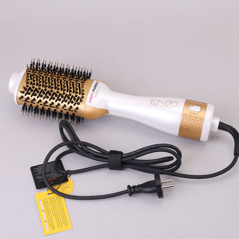 ENZO EN-4134 3-in-1 Electric Hair Styling Comb – Italian Brand | Negative Ion Technology | Fast Drying, Curling, Straightening & Volumizing - Intl Version - Purple