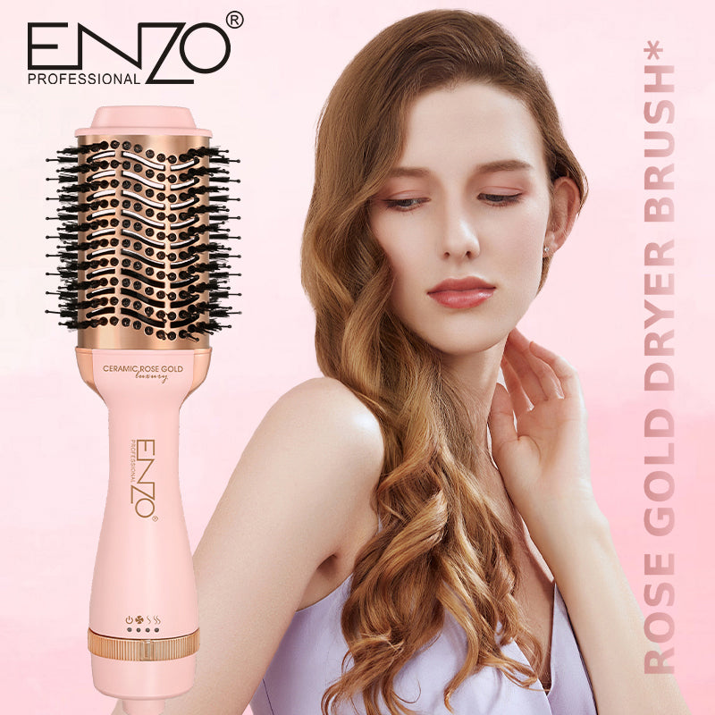 ENZO EN-6209 One-Step 1500W – 2-in-1 Hot Air Brush and Blow Dryer, Adjustable Heat & Speed Settings, Ceramic Coated Barrel-Intl Version-(Pink)