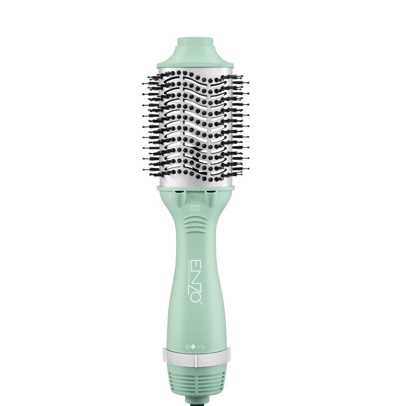 ENZO EN-6210 75mm Volumizing Blowout Brush – 1500W 3-in-1 Hair Dryer, Straightener, TurboDry Technology, Ionic Anti-Frizz Bristles, 3 Heat Settings & 2 Speeds – Yellow – Intl Version