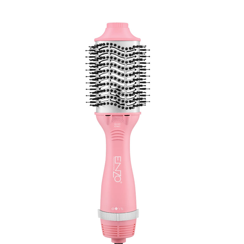 ENZO EN-6210 75mm Volumizing Blowout Brush – 1500W 3-in-1 Hair Dryer, Straightener, TurboDry Technology, Ionic Anti-Frizz Bristles, 3 Heat Settings & 2 Speeds – Yellow – Intl Version