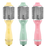 ENZO EN-6210 75mm Volumizing Blowout Brush – 1500W 3-in-1 Hair Dryer, Straightener, TurboDry Technology, Ionic Anti-Frizz Bristles, 3 Heat Settings & 2 Speeds – Yellow – Intl Version