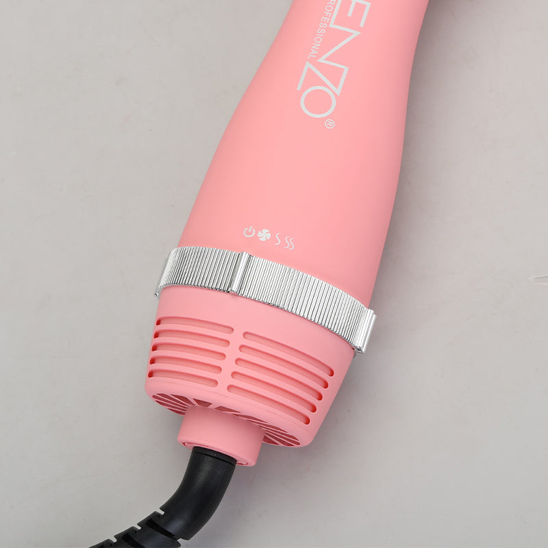 ENZO EN-6210 75mm Volumizing Blowout Brush – 1500W 3-in-1 Hair Dryer, Straightener, TurboDry Technology, Ionic Anti-Frizz Bristles, 3 Heat Settings & 2 Speeds – Yellow – Intl Version