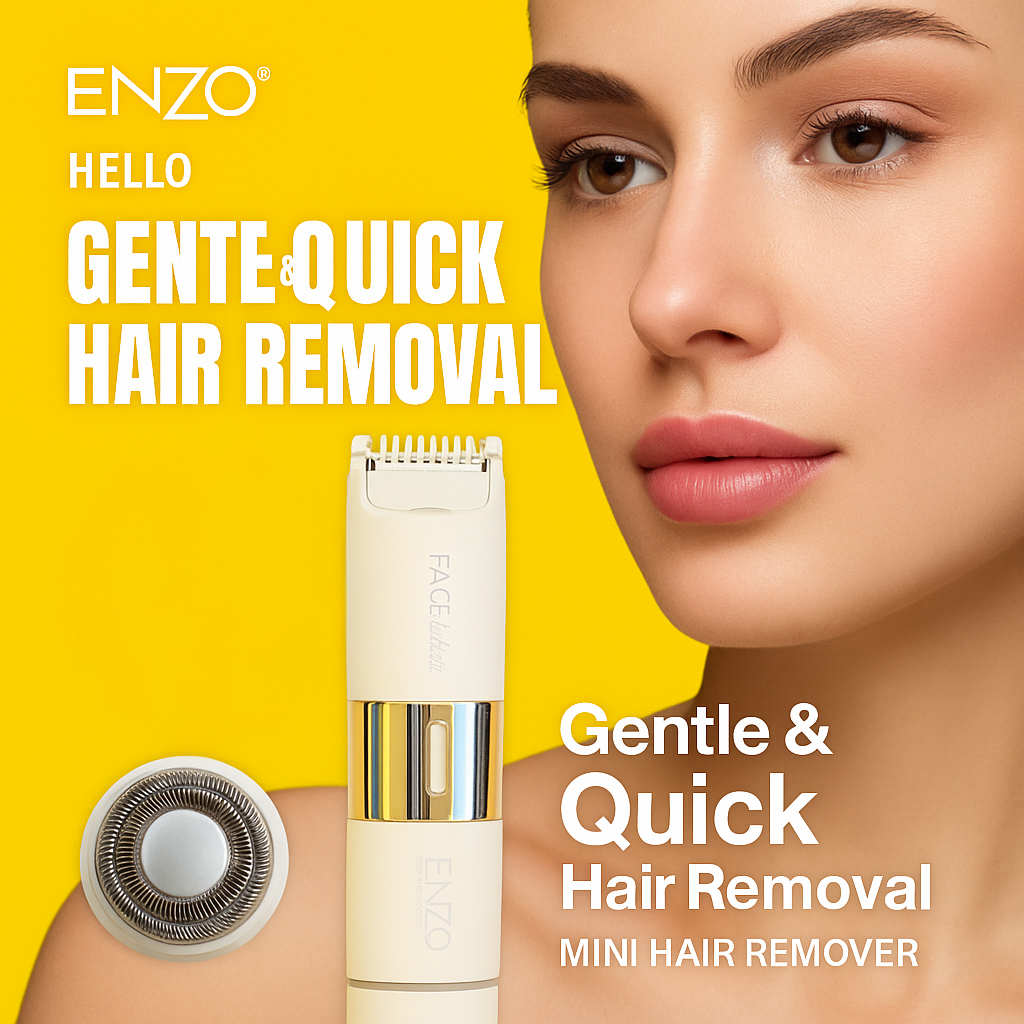 Enzo Professional EN-1401 Mini Hair Remover – Quick & Gentle Facial Hair Removal with Smart Light Technology