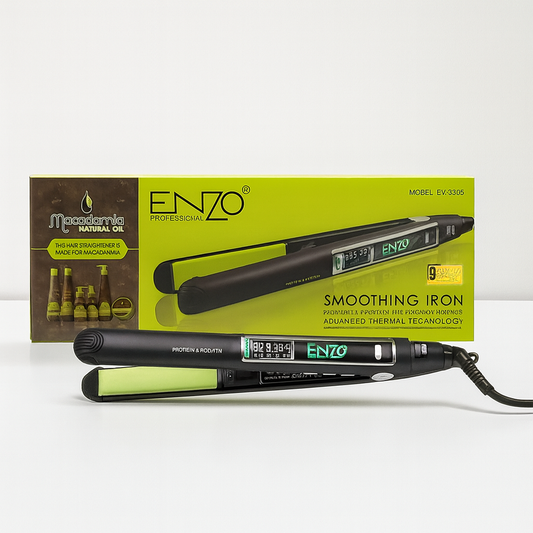 ENZO EN-3338 Professional Black Mini Electric Ceramic Hair Straightener Fast & High-Quality Styling Tool