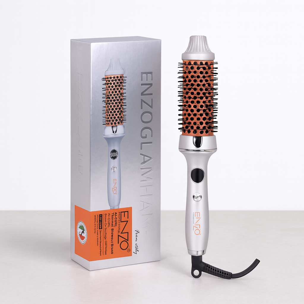 ENZO EN-2230 Rotating Thermal Curling Brush – Fast Heating Multi-Function Hair Styler with Adjustable Temperature