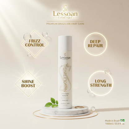 Lessoan Organic Protein Hair Treatment – Formaldehyde-Free Volume Reducer with Buriti, Argan & Flaxseed Oils – One-Step Vegan Hair Straightening System (For All Hair Types)(1000ML)