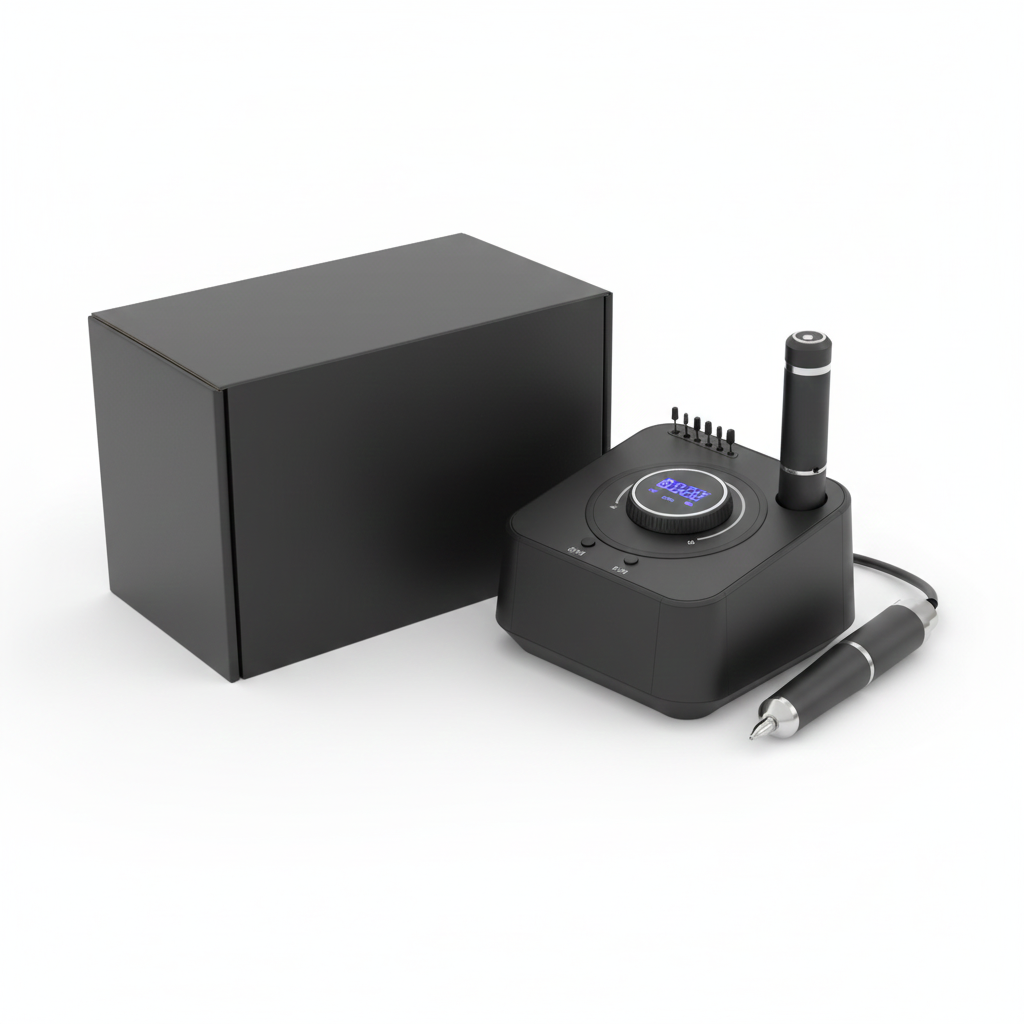 Professional Brushless Nail Drill 40,000 RPM – Silent Long-Life Motor, LCD Display, Adjustable Speed & Direction, Pause Button, LED Color Ring