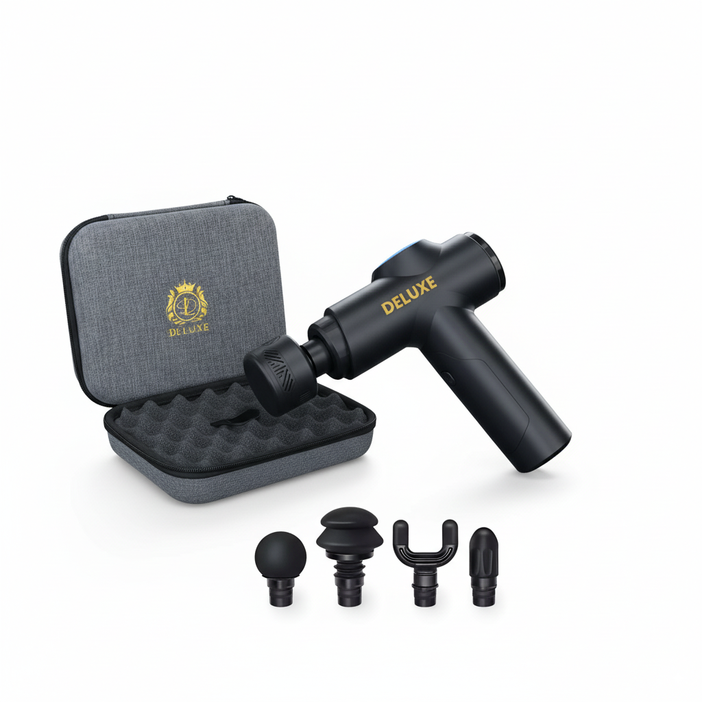 Deluxe Massage Gun – Portable Deep Tissue Massager with Heat & Cold Therapy, 4 Heads, Adjustable Speeds