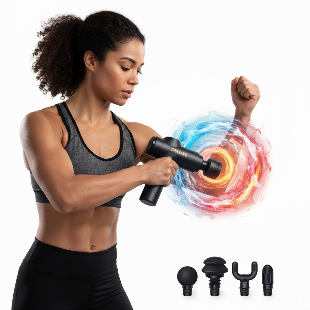 Deluxe Massage Gun – Portable Deep Tissue Massager with Heat & Cold Therapy, 4 Heads, Adjustable Speeds