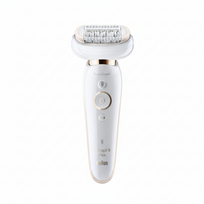 Braun Silk-épil 9 Flex Beauty Set 9300 – Women’s Epilator with Flexible Head, FaceSpa, Shaver, and Massage Attachments (White/Gold)