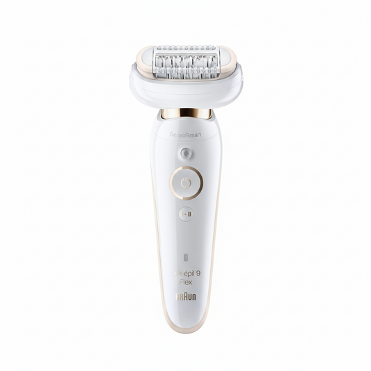 Braun Silk-épil 9 Flex Beauty Set 9300 – Women’s Epilator with Flexible Head, FaceSpa, Shaver, and Massage Attachments (White/Gold)