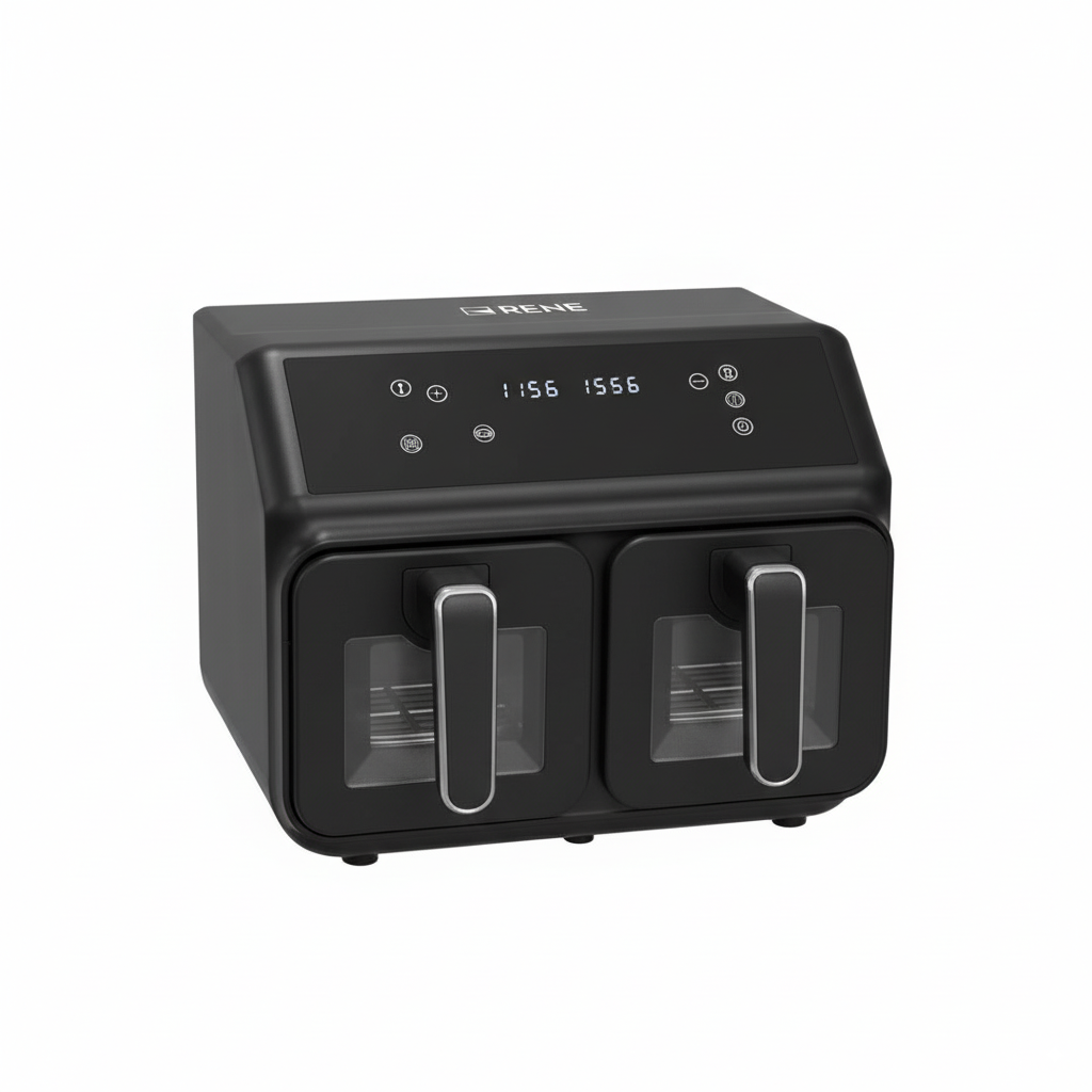 Rene Air Fryer Pro Dual Pot 4L+4L – 4-in-1, 2200W Digital Touchscreen with Stainless Steel Pots | Model RAF-1713