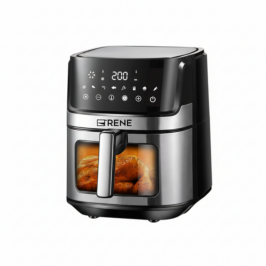 Rene Air Fryer Pro 8L with Viewing Window – 2000W, 360° Fry Force Technology, Digital LED Touchscreen | Stainless Steel | Model RAF-1716