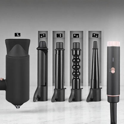 ENZO EN-6310 5-in-1 Professional Hair Styling Kit – Interchangeable Straightener, Curlers & Blow Dryer Afaq Al Naseem LLC.