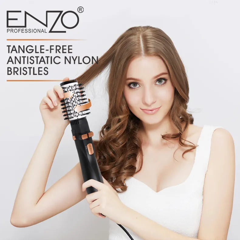 ENZO EN-746 4-in-1 Rotating Hot Air Styler – Professional Blow Dryer & Styling Brush with Ionic Technology ENZO Professional