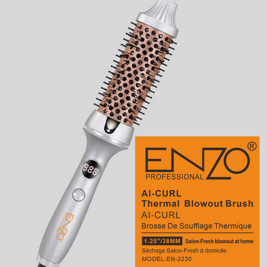 ENZO EN-2230 Rotating Thermal Curling Brush – Fast Heating, Multi-Function Hair Styler for Large Waves